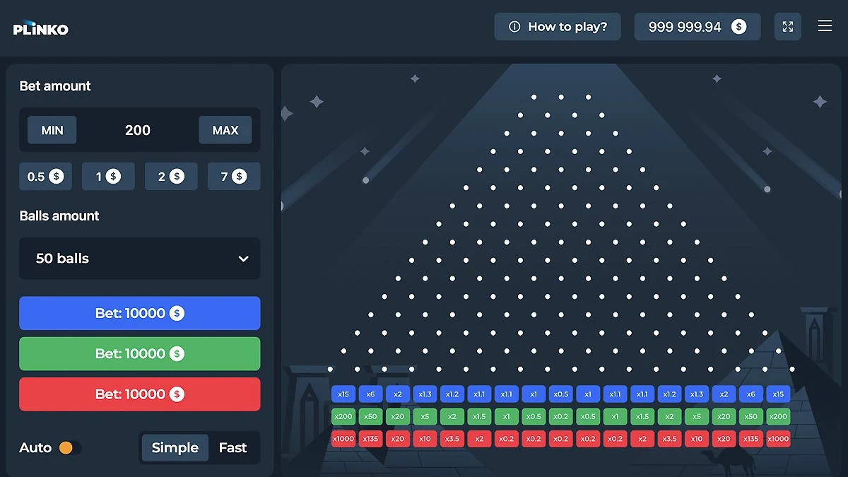 Plinko 1000 rozhranie