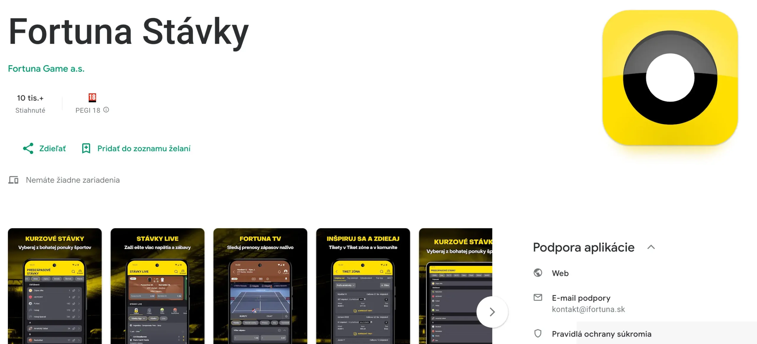 Mobilné stávkovanie Fortuna Android