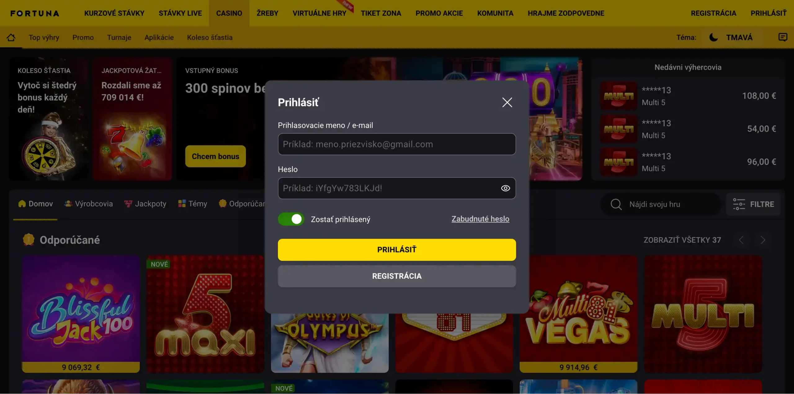 Fortuna casino prihlásenie