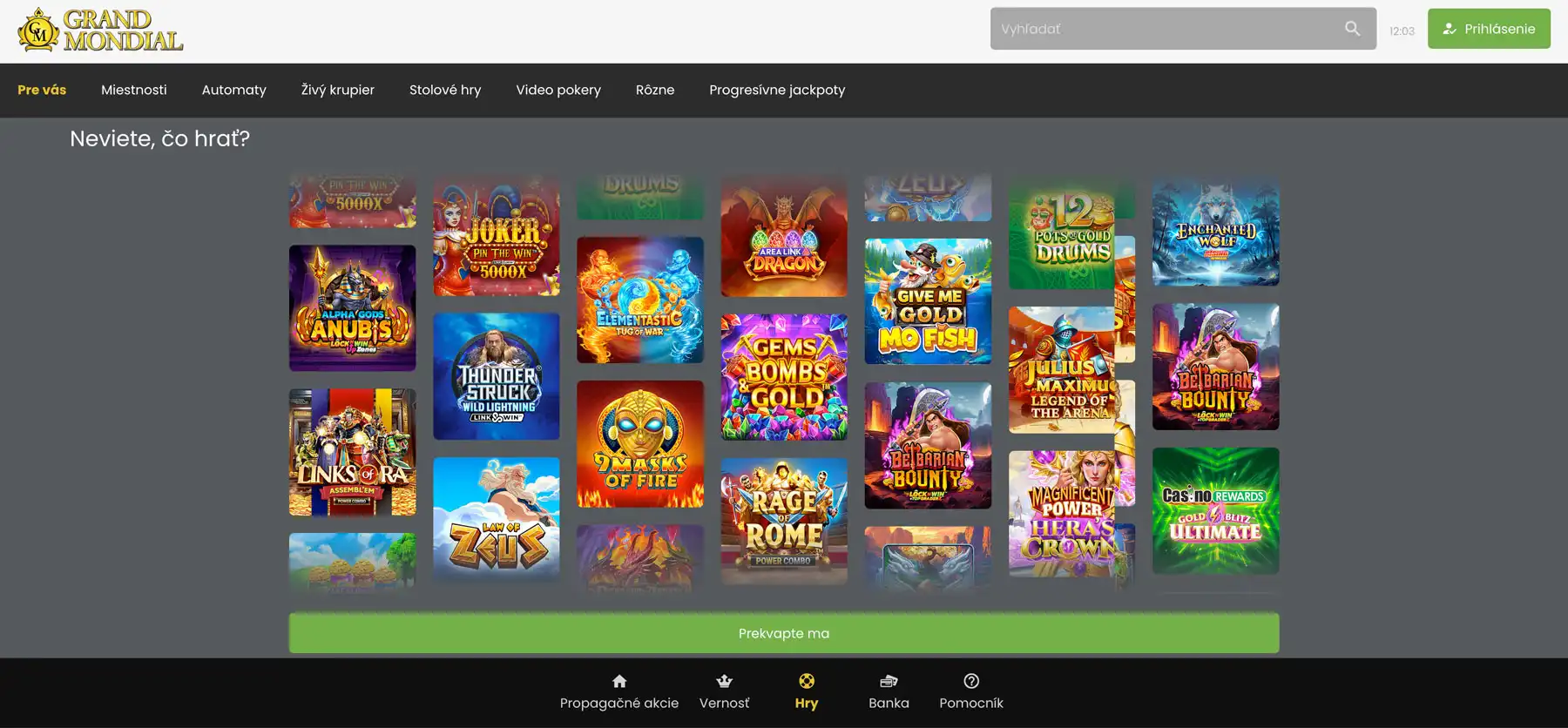 Grand Mondial Casino hry