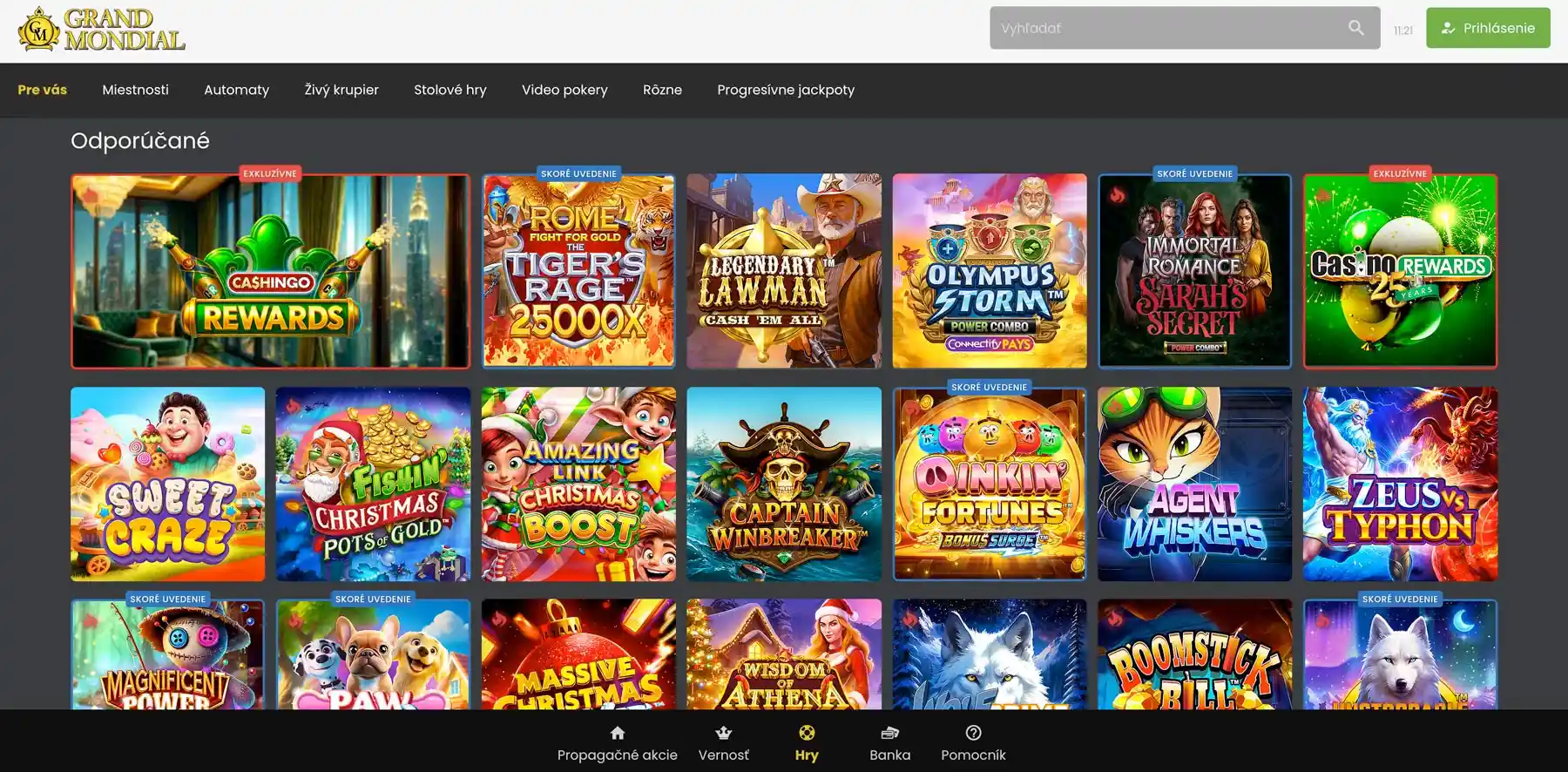 Grand Mondial casino prihlásenie
