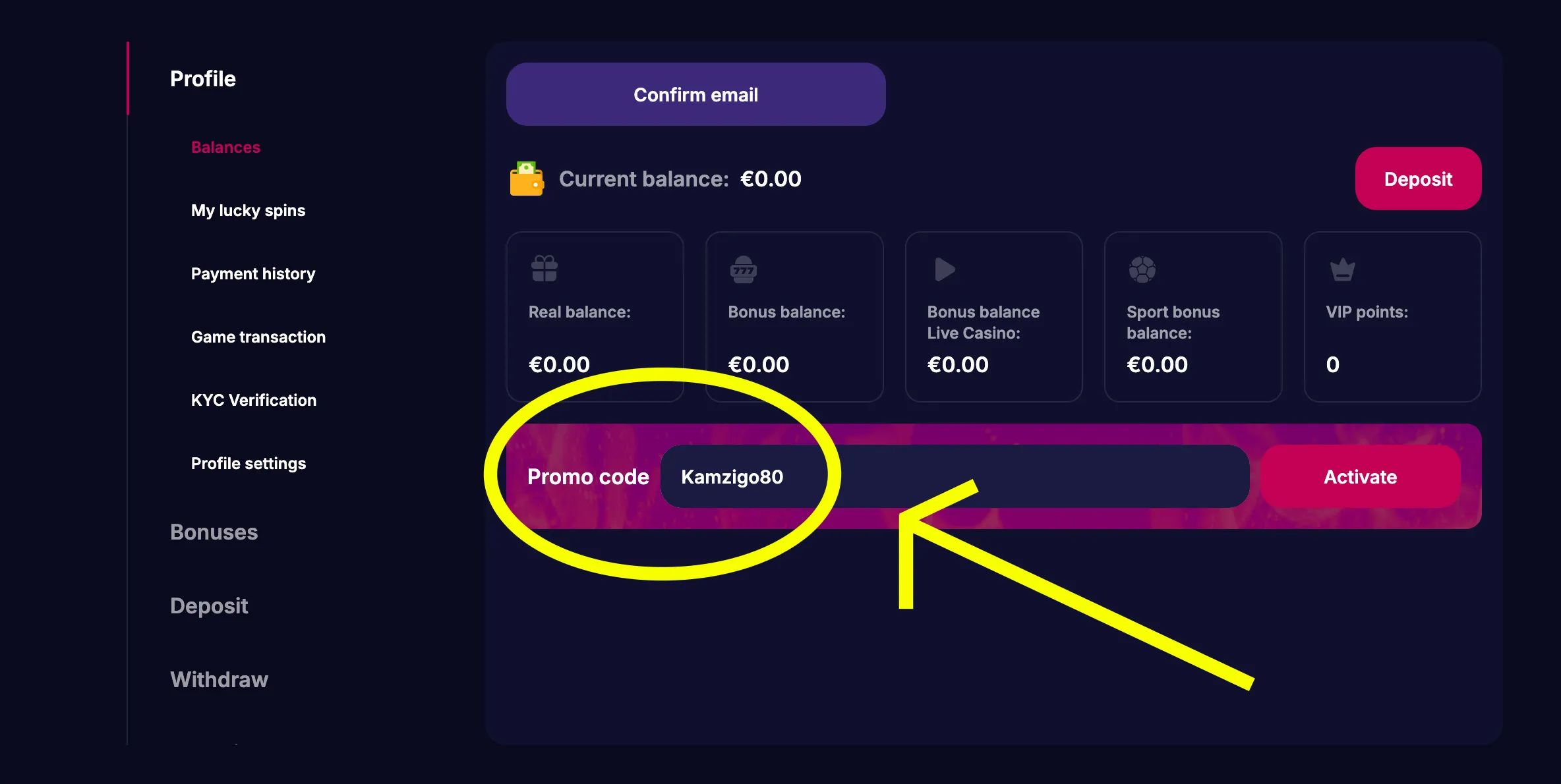 NV casino bonus 80 free spinov s vkladom