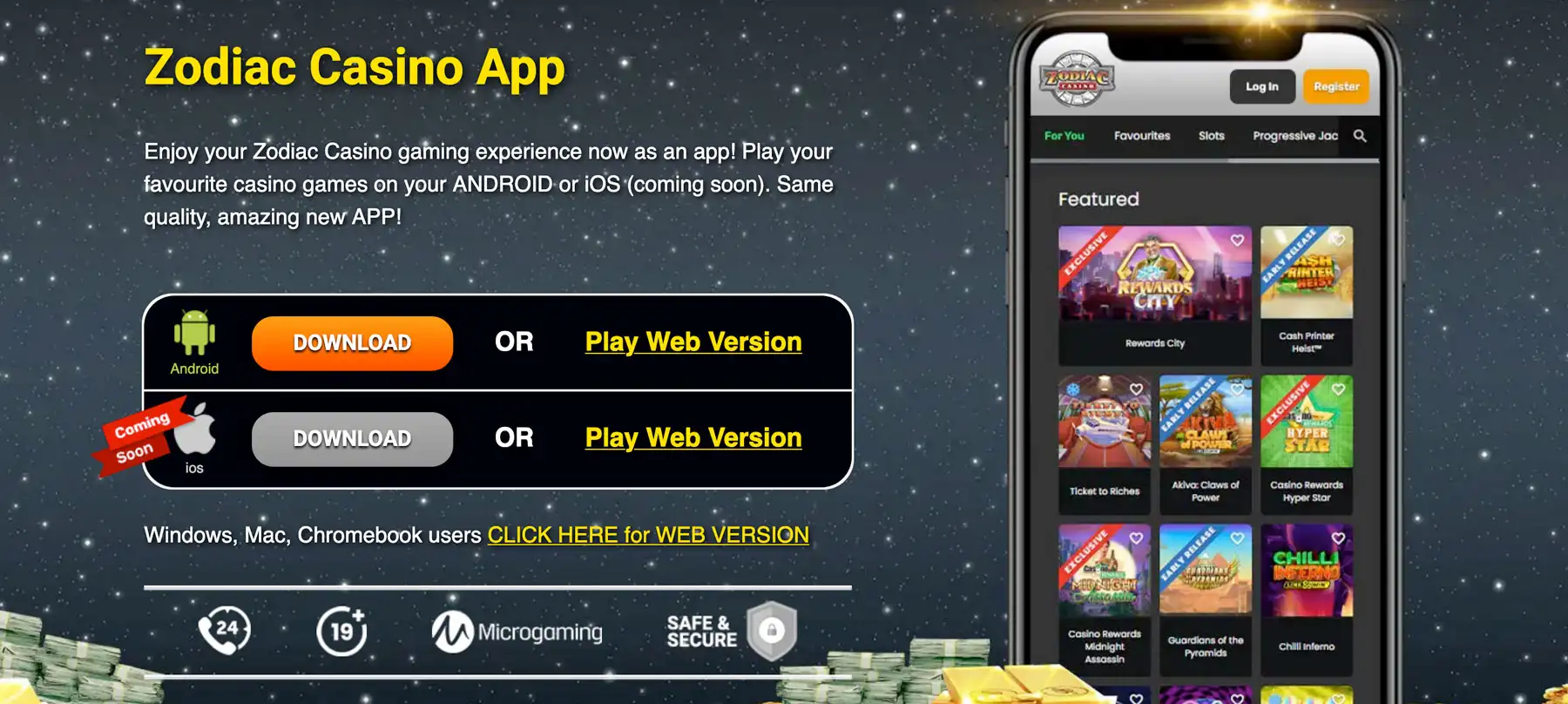 Zodiac Casino aplikácia