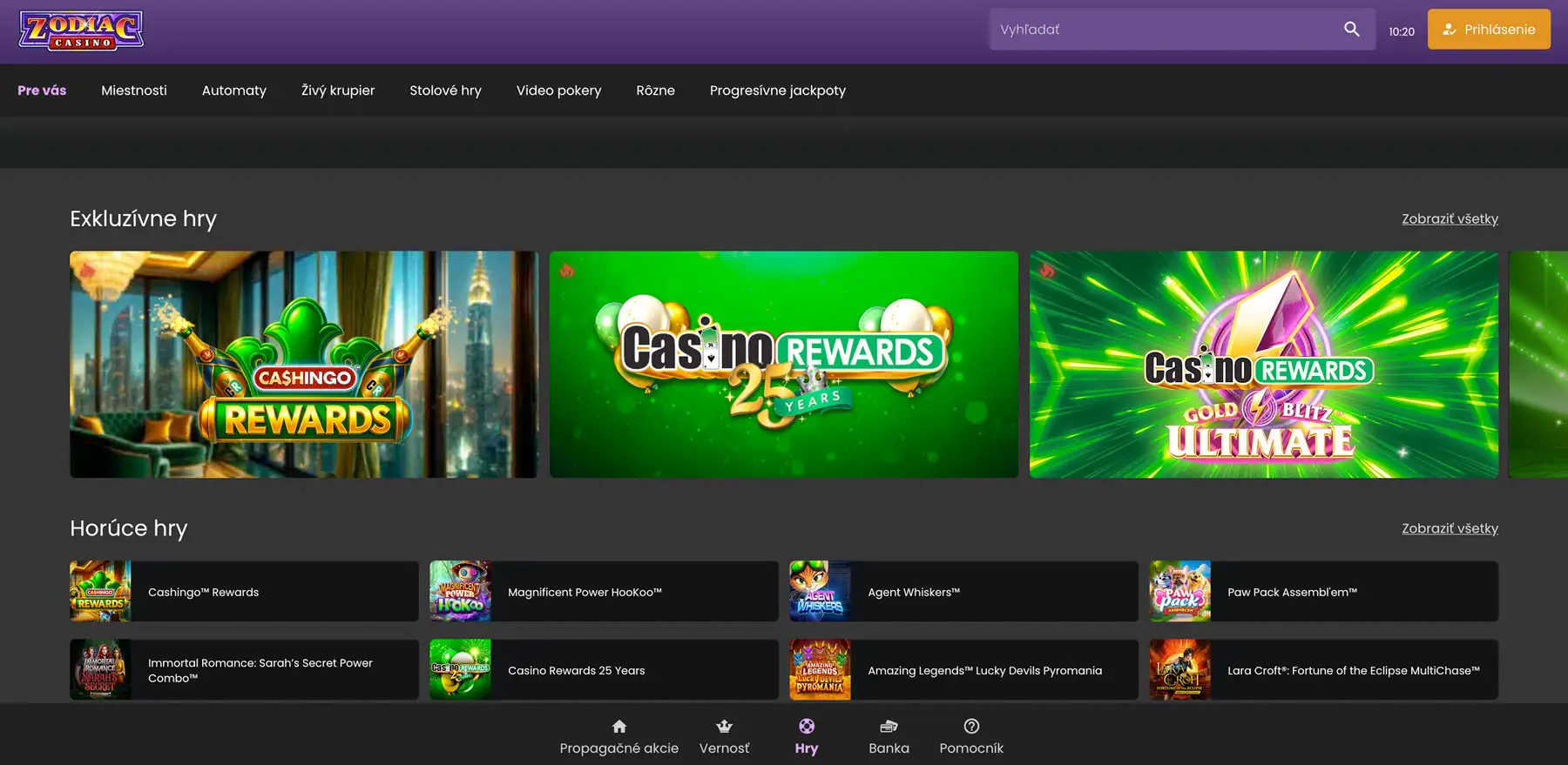 Zodica casino hry
