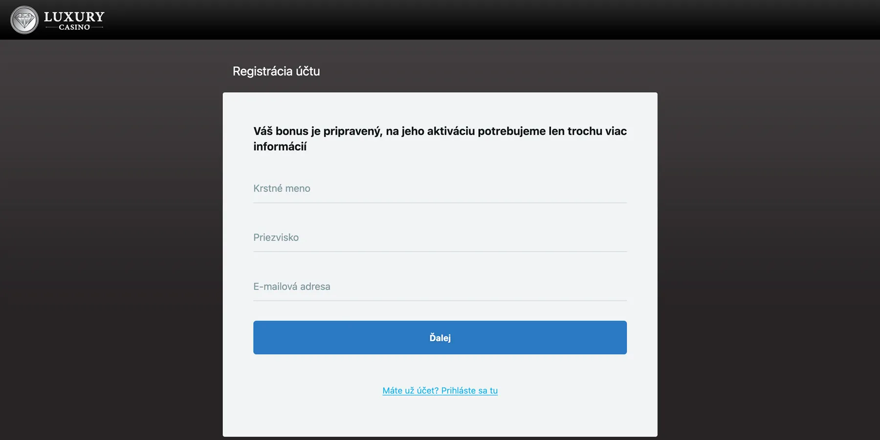 Luxury Casino registrácia