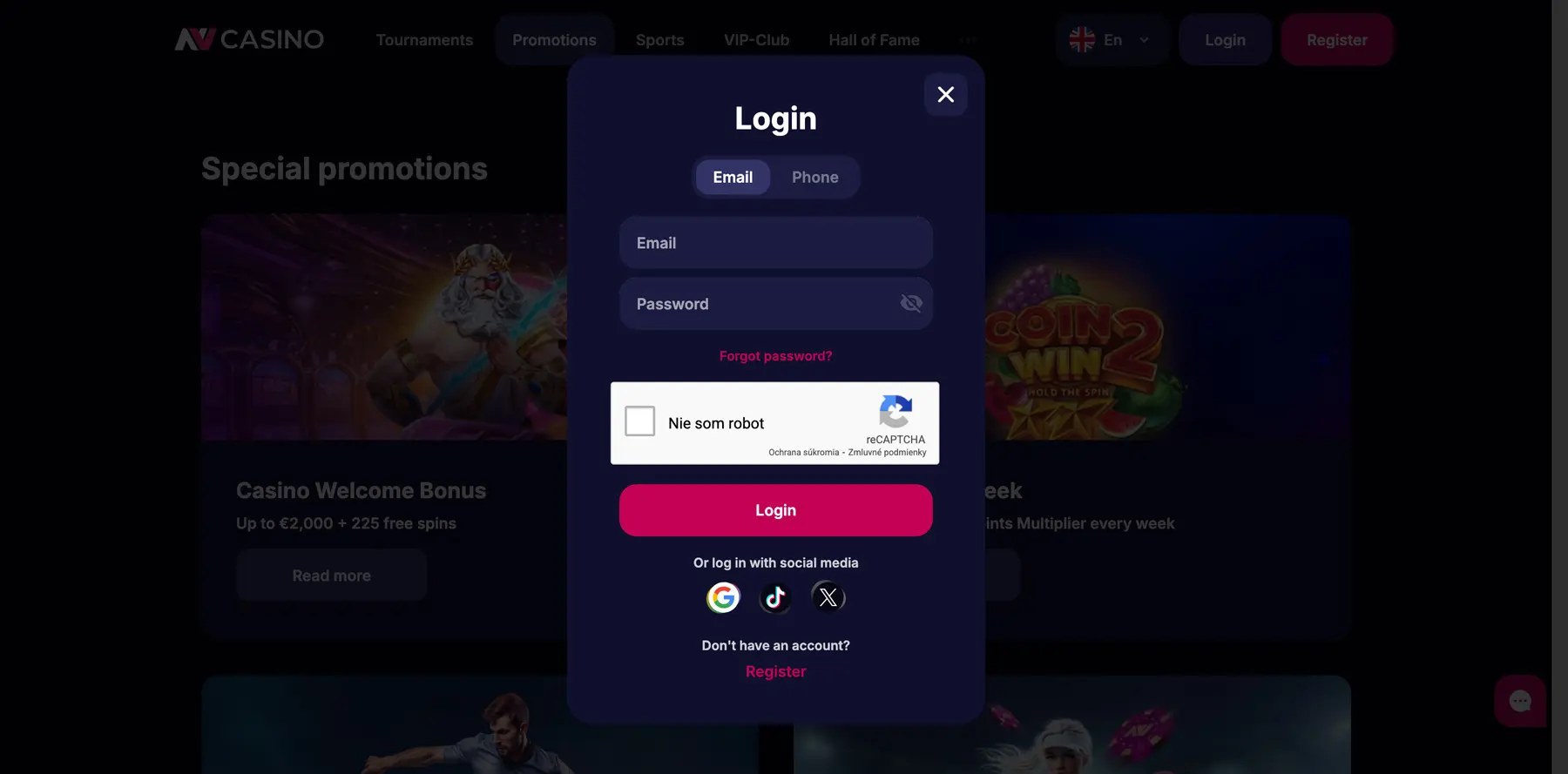 NV Casino login