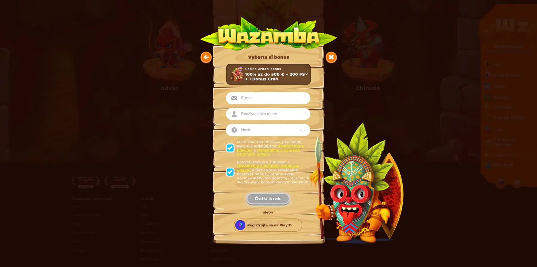 Wazamba casino registrácia