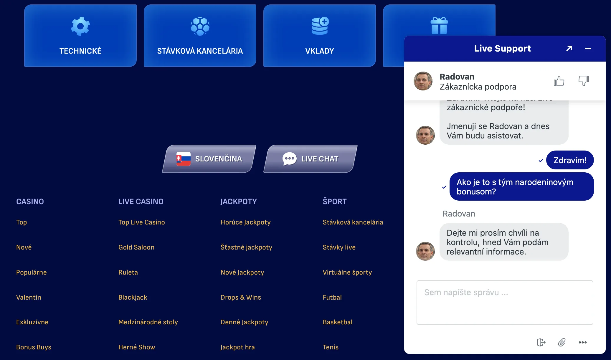 Wonaco casino live chat