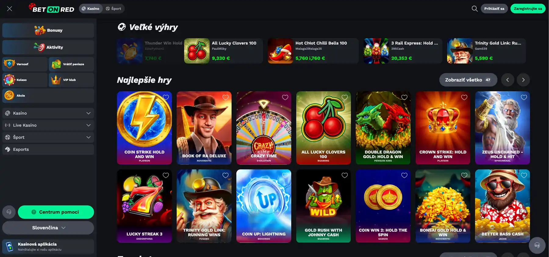 BetOnRed casino hry