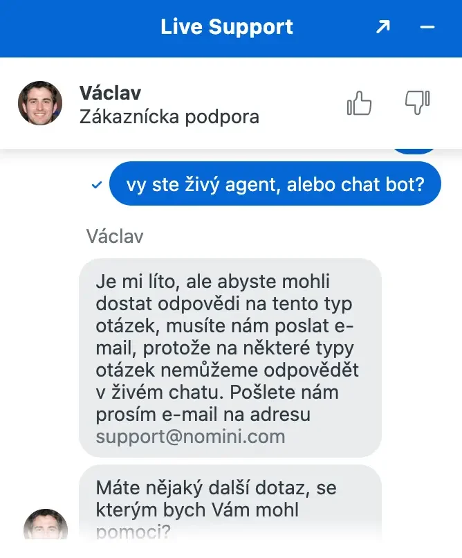 Nomini casino podpora