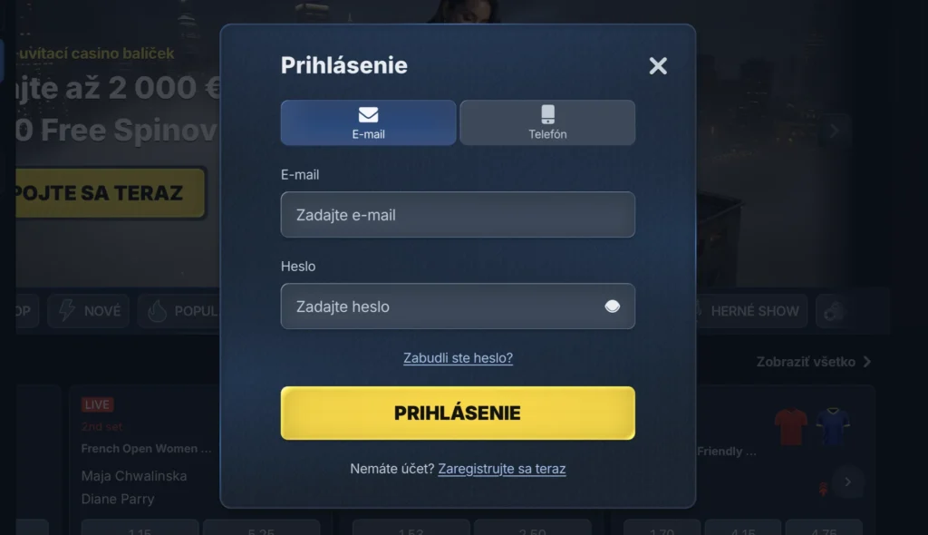 BetRepublic Casino prihlásenie sa do účtu