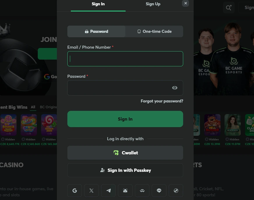 bc.game casino login